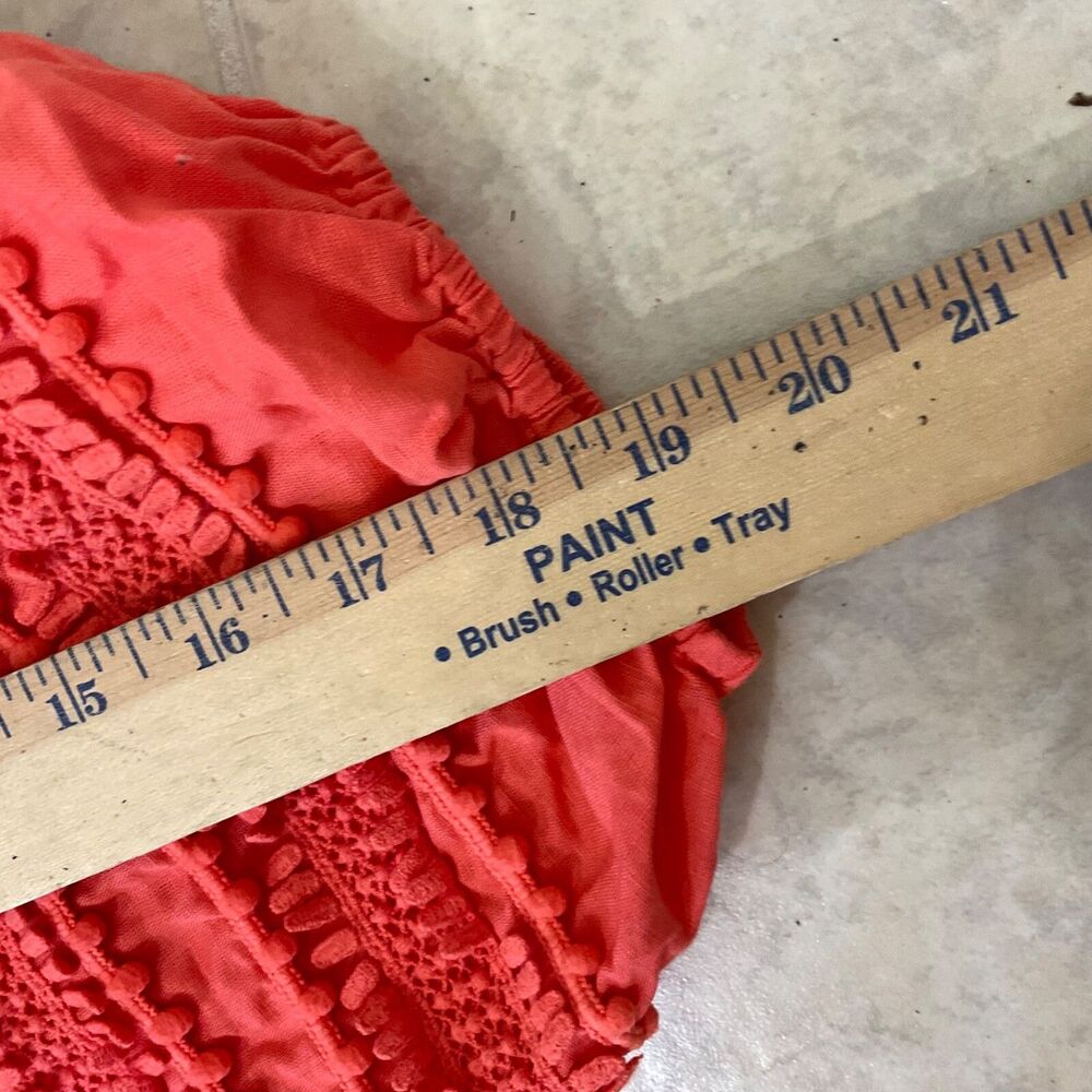 Chicos 100% Linen Orange 3/4 Sleeve Puff Crochet Sleeve Size 4 US XXL - Picture 9 of 9